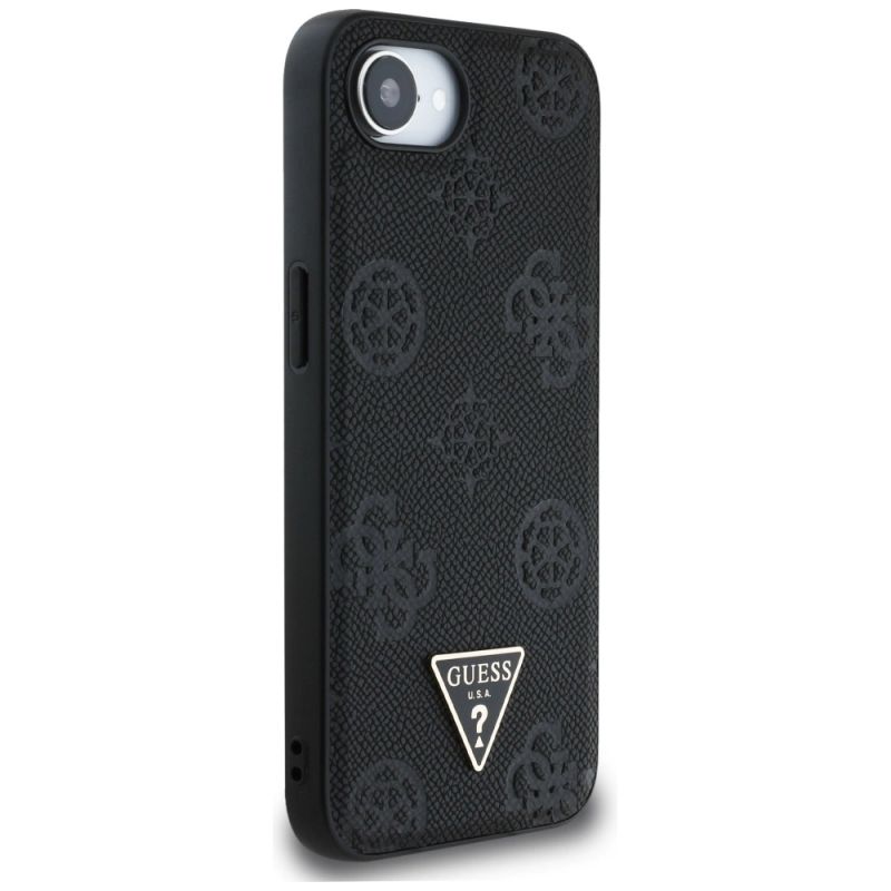Etui Guess Grained Hot Stamp Peony Triangle Logo MagSafe na iPhone 16e - czarne - obrazek 4