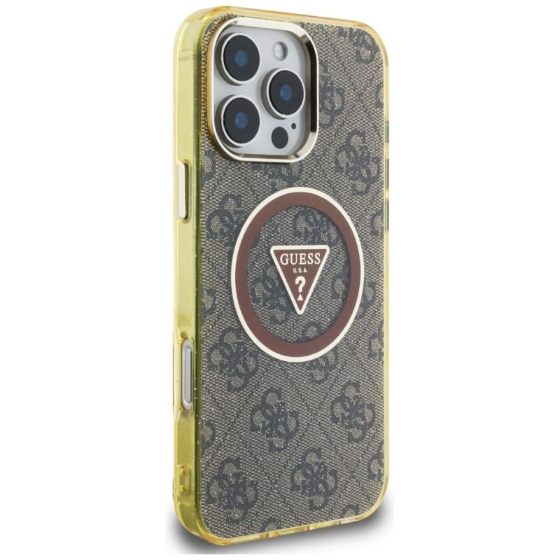 Etui Guess IML Metal Glitter 4G Circle Triangle MagSafe na iPhone 16 Pro Max - brązowe - obrazek 4