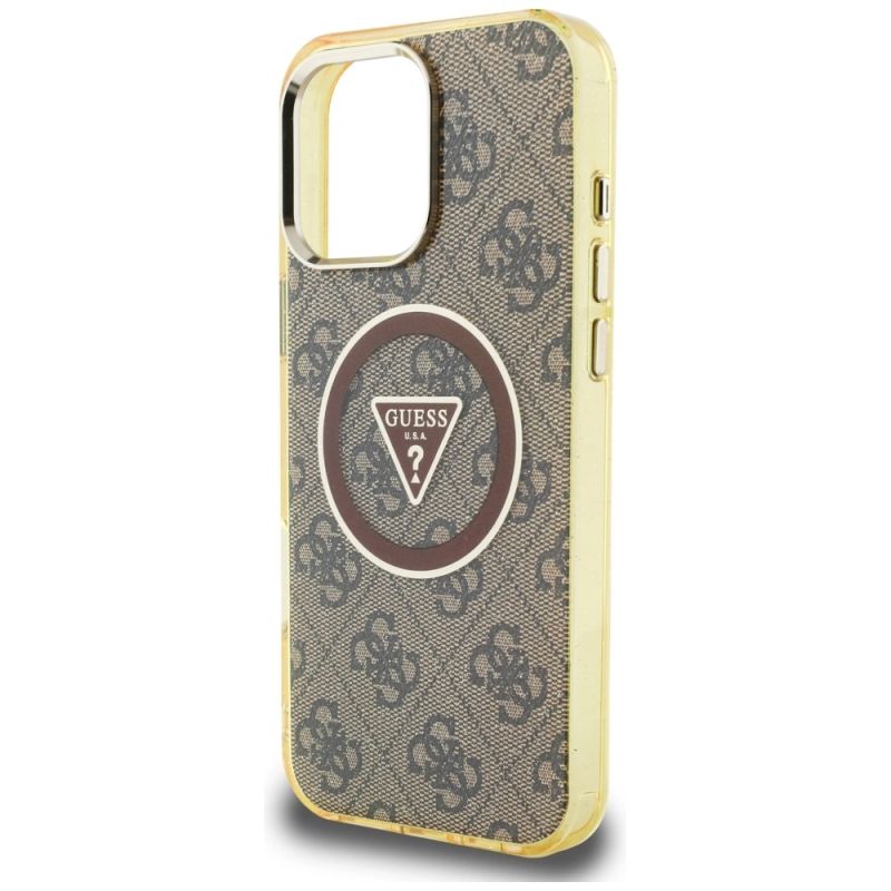 Etui Guess IML Metal Glitter 4G Circle Triangle MagSafe na iPhone 16 Pro Max - brązowe - obrazek 6