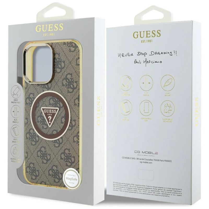 Etui Guess IML Metal Glitter 4G Circle Triangle MagSafe na iPhone 16 Pro Max - brązowe - obrazek 8
