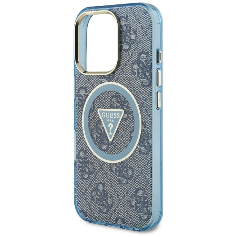 Etui Guess IML Metal Glitter 4G Circle Triangle MagSafe na iPhone 16 Pro Max - niebieskie - obrazek 6