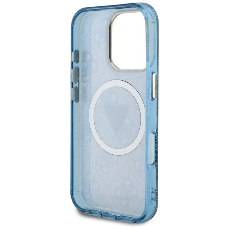 Etui Guess IML Metal Glitter 4G Circle Triangle MagSafe na iPhone 16 Pro Max - niebieskie - obrazek 7