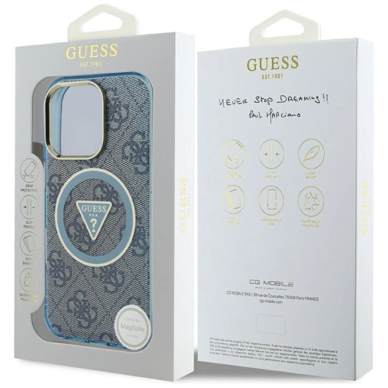 Etui Guess IML Metal Glitter 4G Circle Triangle MagSafe na iPhone 16 Pro Max - niebieskie - obrazek 8