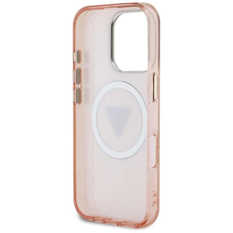 Etui Guess IML Metal Glitter 4G Circle Triangle MagSafe na iPhone 16 Pro - różowe - obrazek 7