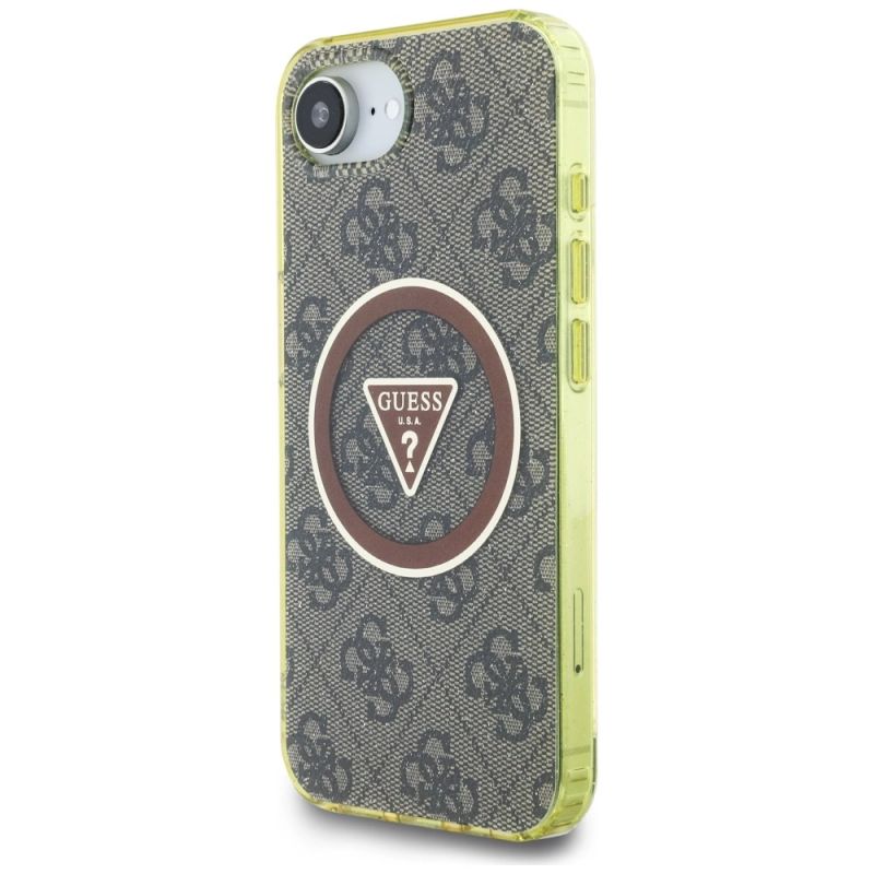 Etui Guess IML Metal Glitter 4G Circle Triangle MagSafe na iPhone 16e - brązowe - obrazek 2