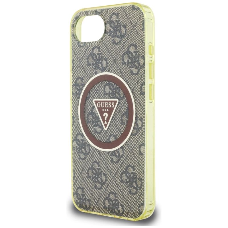 Etui Guess IML Metal Glitter 4G Circle Triangle MagSafe na iPhone 16e - brązowe - obrazek 6