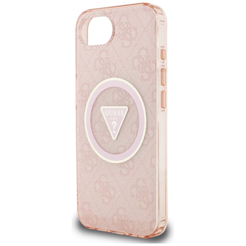 Etui Guess IML Metal Glitter 4G Circle Triangle MagSafe na iPhone 16e - różowe - obrazek 6