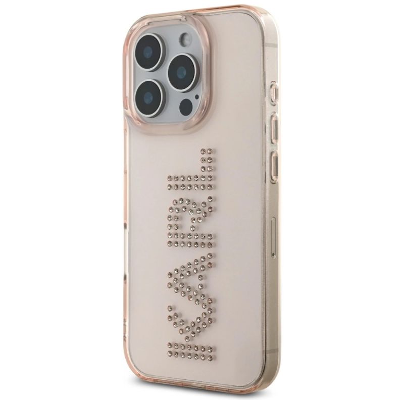 Etui Karl Lagerfeld IML Rhinestones Logo na iPhone 16 Pro Max - różowe - obrazek 2