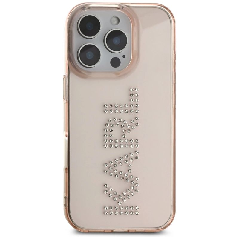 Etui Karl Lagerfeld IML Rhinestones Logo na iPhone 16 Pro Max - różowe - obrazek 3