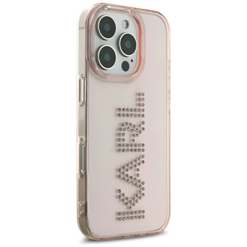 Etui Karl Lagerfeld IML Rhinestones Logo na iPhone 16 Pro Max - różowe - obrazek 4