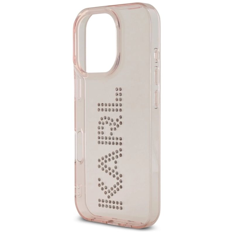 Etui Karl Lagerfeld IML Rhinestones Logo na iPhone 16 Pro Max - różowe - obrazek 6