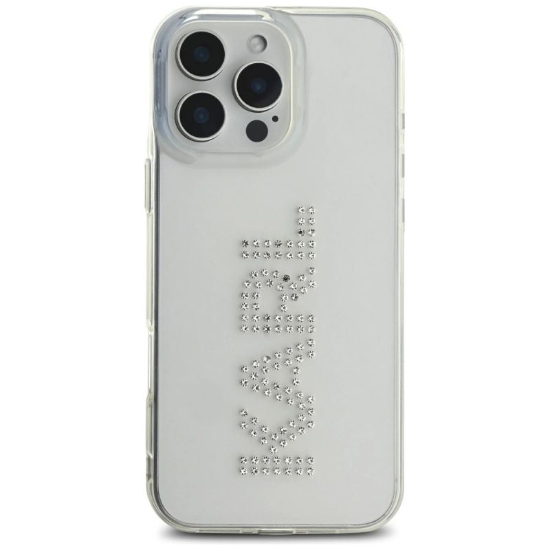Etui Karl Lagerfeld IML Rhinestones Logo na iPhone 16 Pro - przezroczyste - obrazek 3