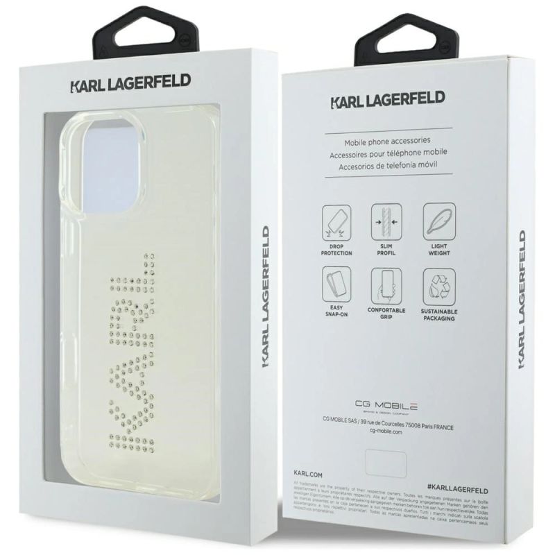 Etui Karl Lagerfeld IML Rhinestones Logo na iPhone 16 Pro - przezroczyste - obrazek 8