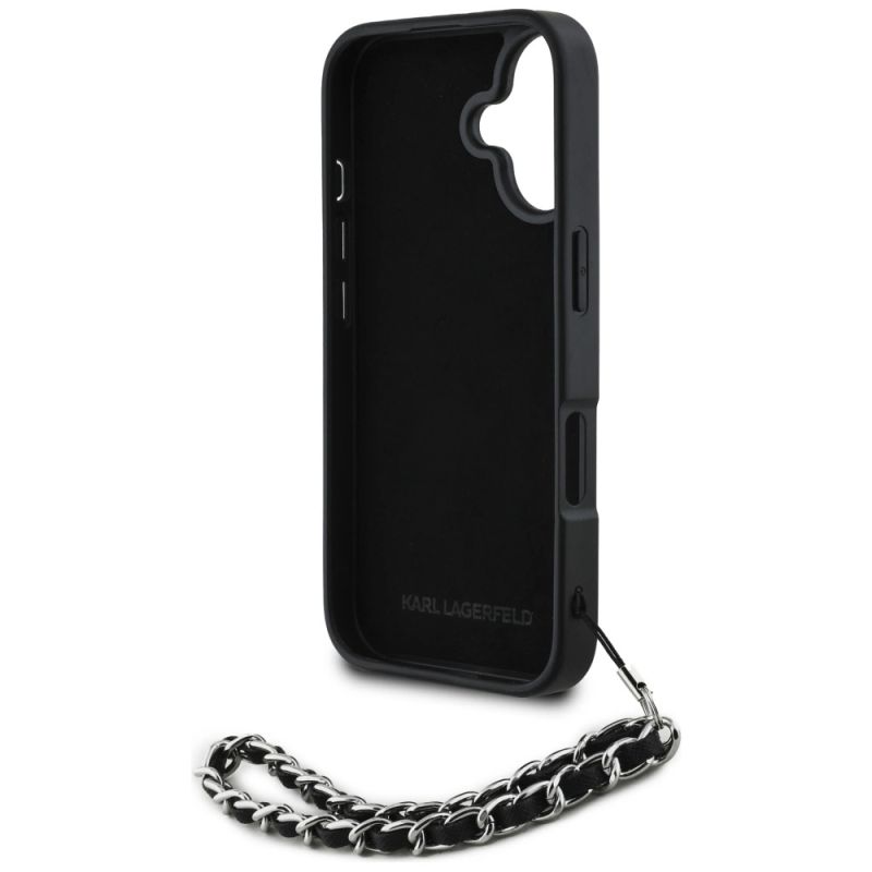 Etui Karl Lagerfeld Saffiano Crystals w/Chain na iPhone 16 - czarne - obrazek 6
