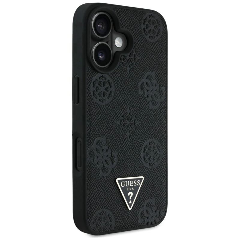 Etui Guess Grained Hot Stamp Peony Triangle Logo MagSafe na iPhone 16 - czarne - obrazek 4