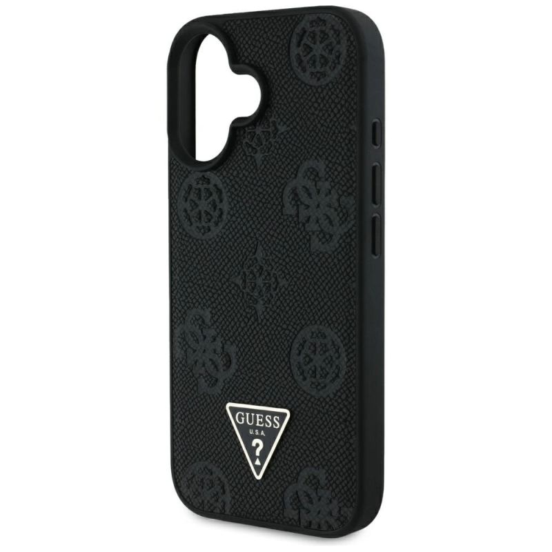 Etui Guess Grained Hot Stamp Peony Triangle Logo MagSafe na iPhone 16 - czarne - obrazek 6