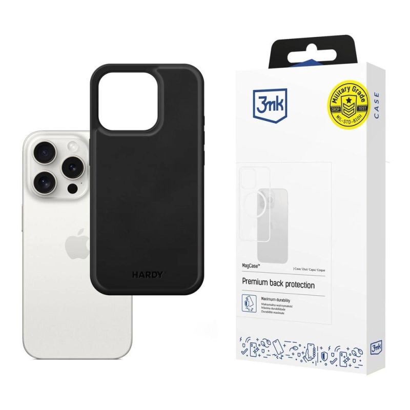 Etui 3mk Hardy Apple Silky Leather MagCase na Apple iPhone 15 Pro Max - czarne