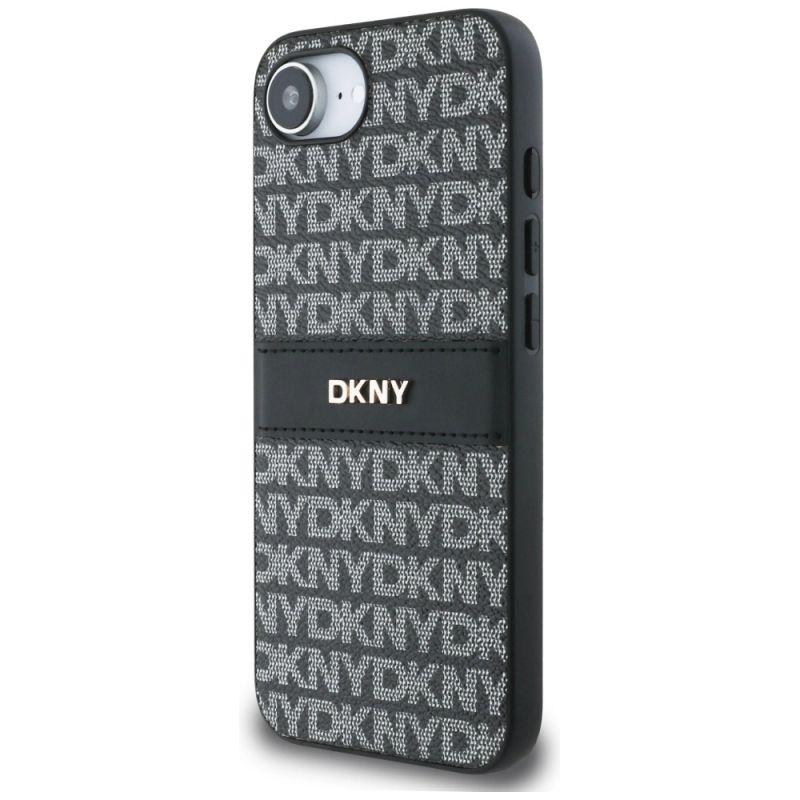 Etui DKNY Repeat Texture Pattern with Tonal Stripe na iPhone 16e - czarne - obrazek 2