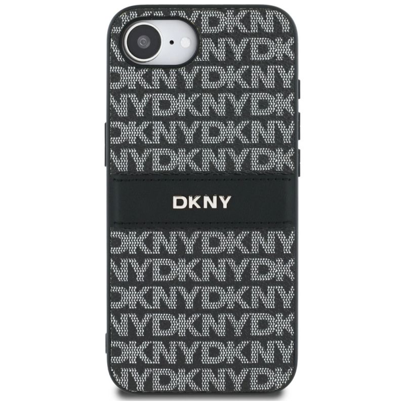 Etui DKNY Repeat Texture Pattern with Tonal Stripe na iPhone 16e - czarne - obrazek 3