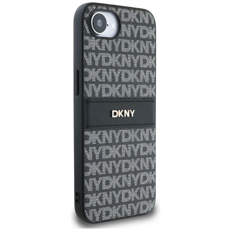 Etui DKNY Repeat Texture Pattern with Tonal Stripe na iPhone 16e - czarne - obrazek 4