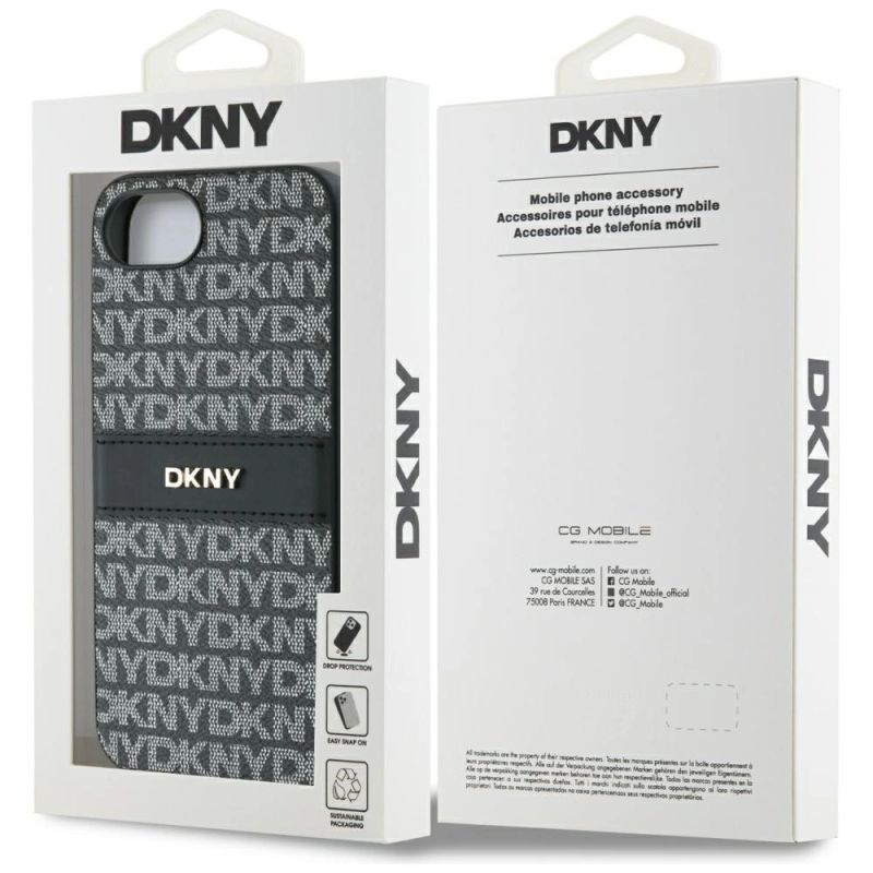 Etui DKNY Repeat Texture Pattern with Tonal Stripe na iPhone 16e - czarne - obrazek 8
