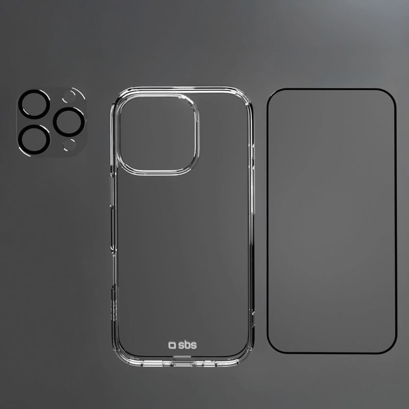 Zestaw SBS z technologią D3O na iPhone 16 Pro – etui + szkło ochronne na ekran i aparat - przezroczyste - obrazek 3