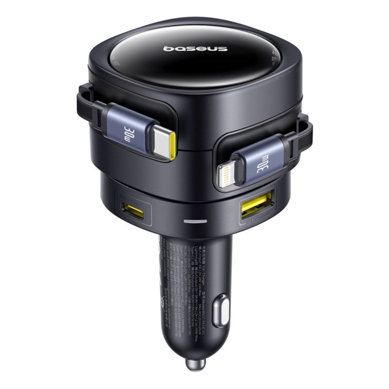 Ładowarka samochodowa Baseus Enjoyment Max 90W 2x USB-C + kabel USB-C i Lightning – czarna - obrazek 2