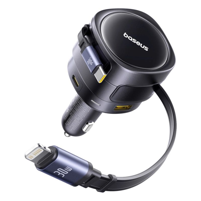 Ładowarka samochodowa Baseus Enjoyment Max 90W 2x USB-C + kabel USB-C i Lightning – czarna - obrazek 3