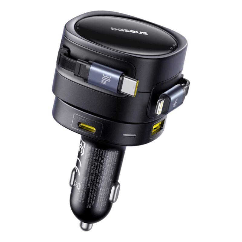 Ładowarka samochodowa Baseus Enjoyment Max 90W 2x USB-C + kabel USB-C i Lightning – czarna - obrazek 6