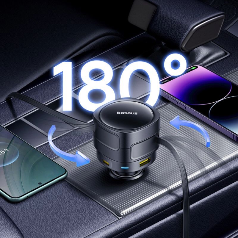 Ładowarka samochodowa Baseus Enjoyment Max 90W 2x USB-C + kabel USB-C i Lightning – czarna - obrazek 8