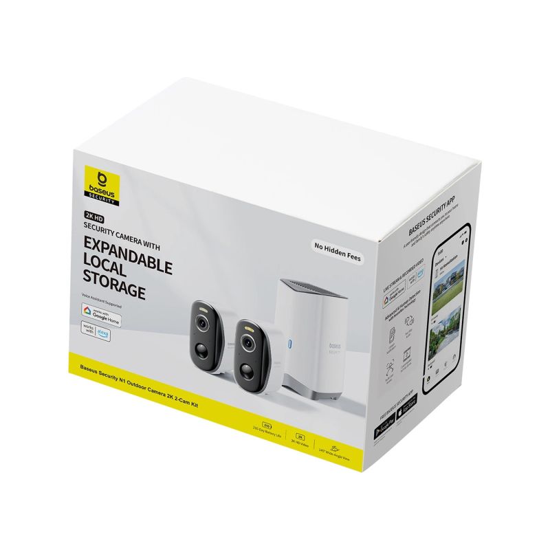 Zestaw monitoringu zewnętrznego Baseus Security N1 2K (2 kamery) – biały - obrazek 4