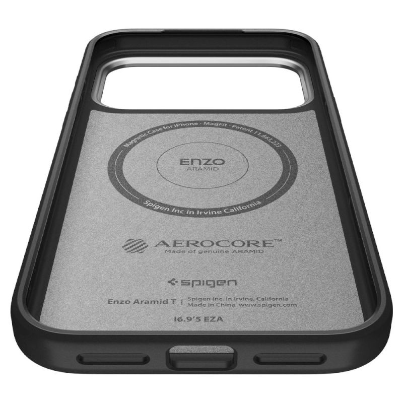 Etui Spigen Enzo Aramid "T" MagSafe na iPhone 17 Pro - czarno-srebrne - obrazek 9