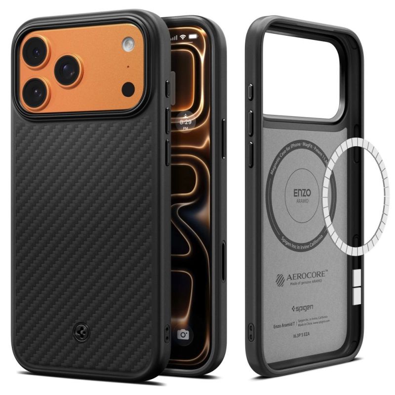 Etui Spigen Enzo Aramid "T" MagSafe na iPhone 17 Pro Max - czarne