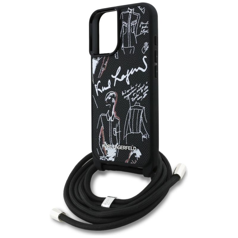 Etui Karl Lagerfeld Crossbody Grained Pattern & Logo do iPhone 16 - czarne - obrazek 5