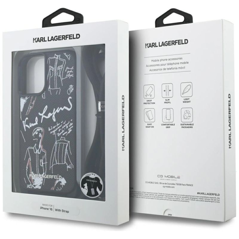 Etui Karl Lagerfeld Crossbody Grained Pattern & Logo do iPhone 16 - czarne - obrazek 7