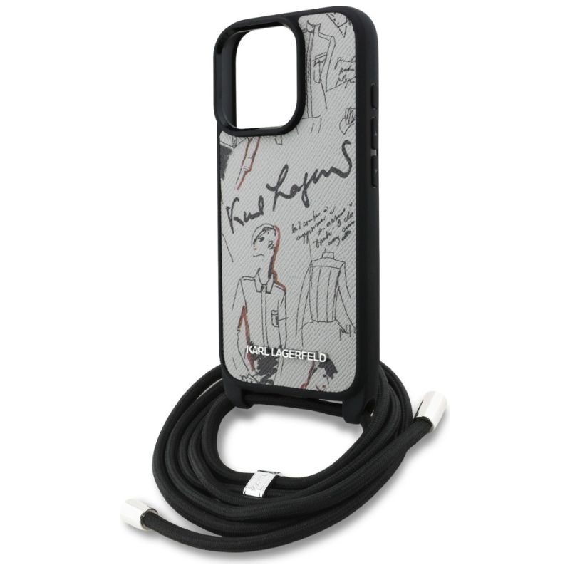 Etui Karl Lagerfeld Crossbody Grained Pattern & Logo do iPhone 16 Pro Max - szare - obrazek 5