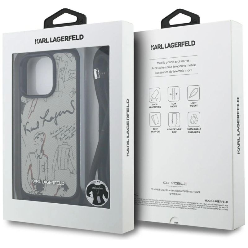 Etui Karl Lagerfeld Crossbody Grained Pattern & Logo do iPhone 16 Pro Max - szare - obrazek 7