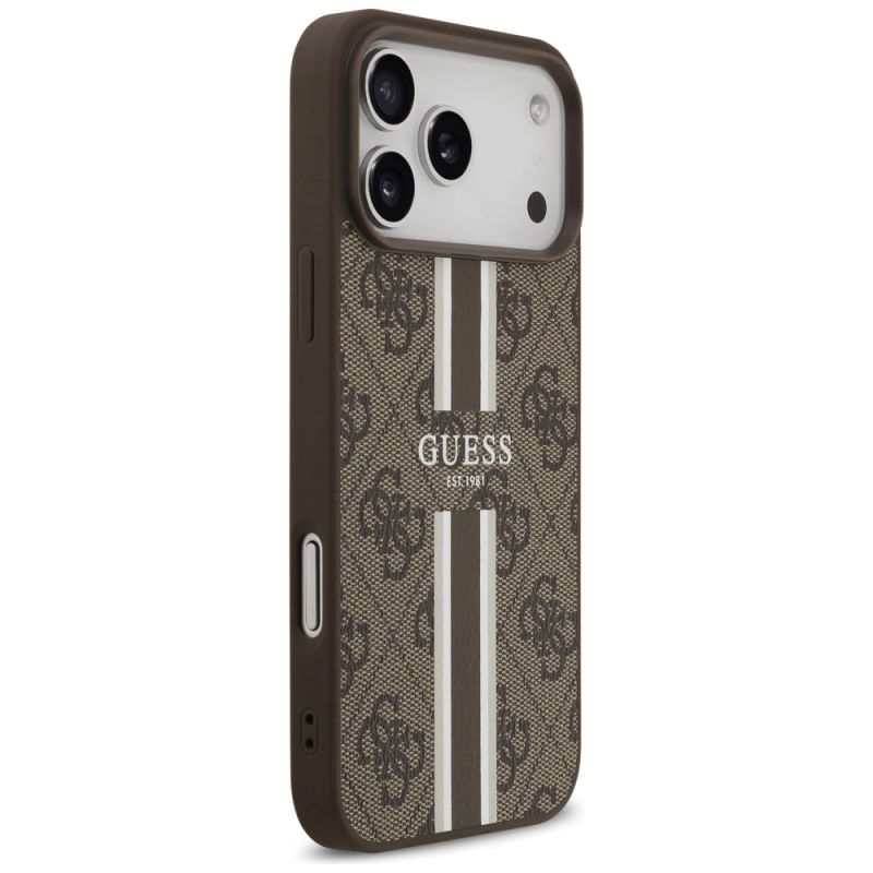 Etui Guess 4G Printed Stripes MagSafe na iPhone 17 Pro Max - brązowe - obrazek 4