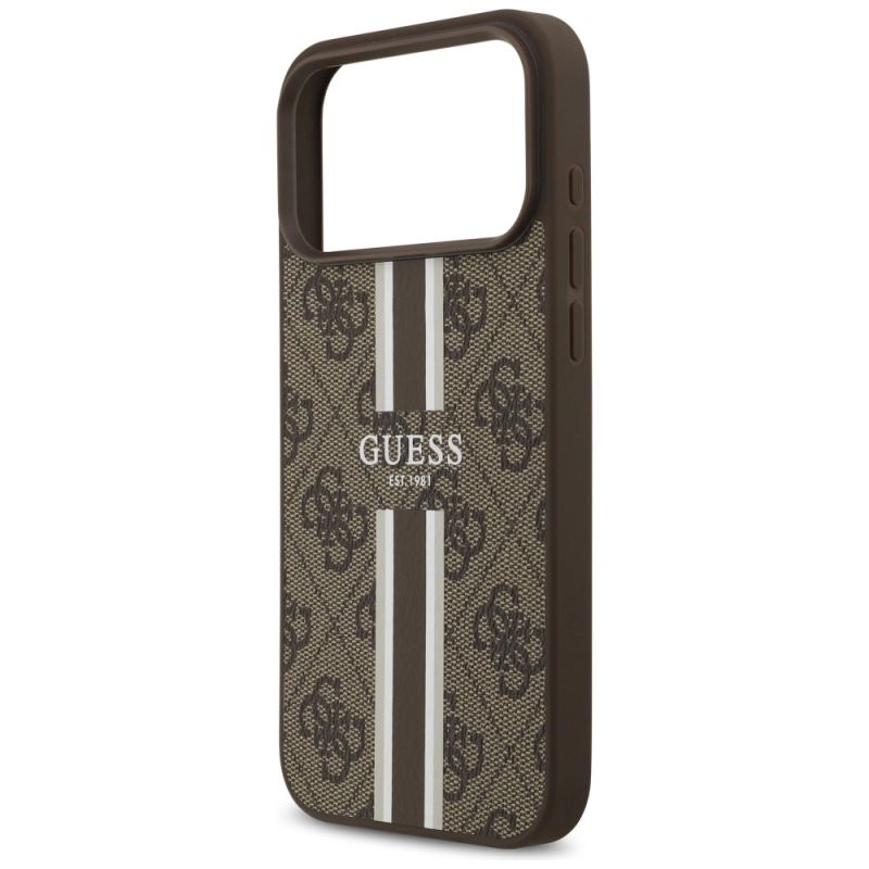 Etui Guess 4G Printed Stripes MagSafe na iPhone 17 Pro Max - brązowe - obrazek 6