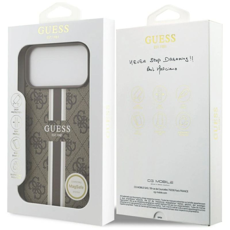 Etui Guess 4G Printed Stripes MagSafe na iPhone 17 Pro Max - brązowe - obrazek 8