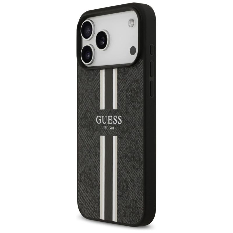 Etui Guess 4G Printed Stripes MagSafe na iPhone 17 Pro Max - czarne - obrazek 2