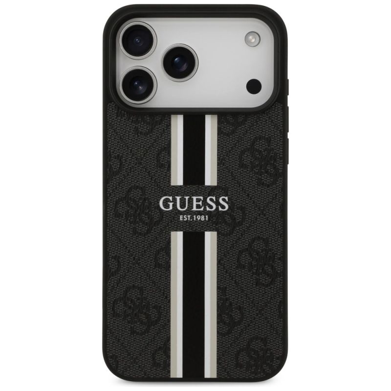 Etui Guess 4G Printed Stripes MagSafe na iPhone 17 Pro Max - czarne - obrazek 3
