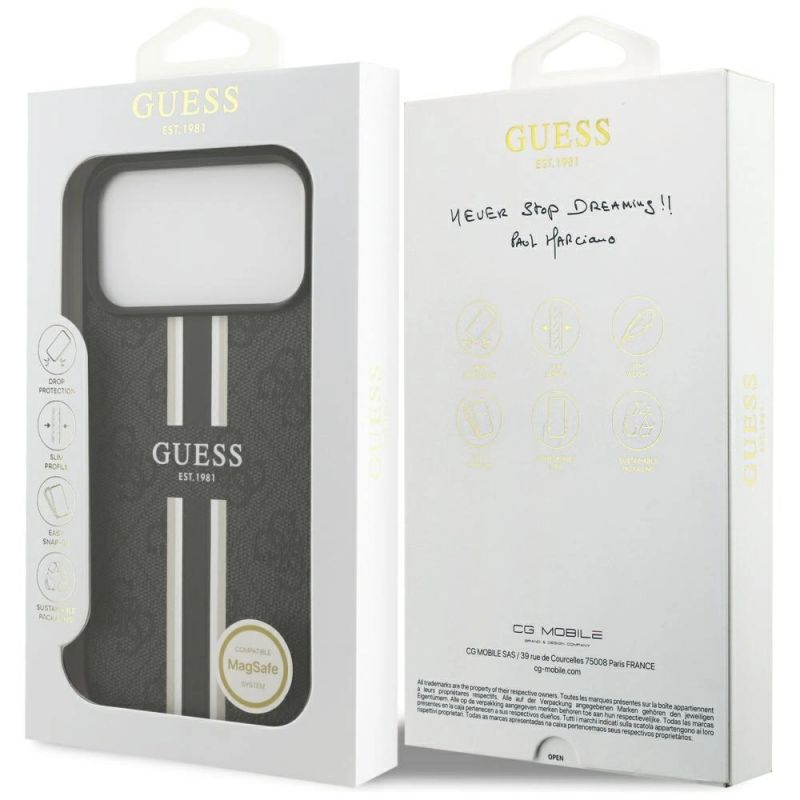Etui Guess 4G Printed Stripes MagSafe na iPhone 17 Pro Max - czarne - obrazek 8