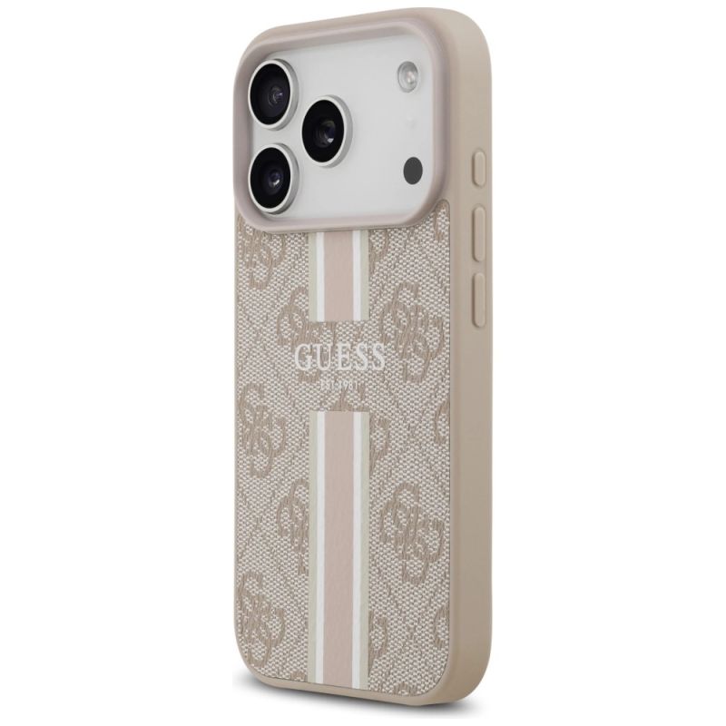 Etui Guess 4G Printed Stripes MagSafe na iPhone 17 Pro - różowe - obrazek 2