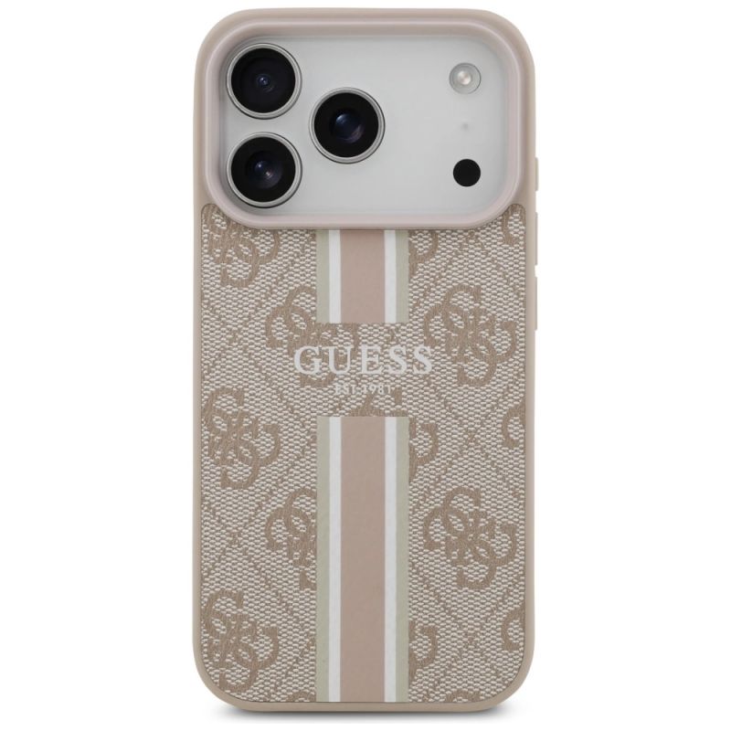 Etui Guess 4G Printed Stripes MagSafe na iPhone 17 Pro - różowe - obrazek 3