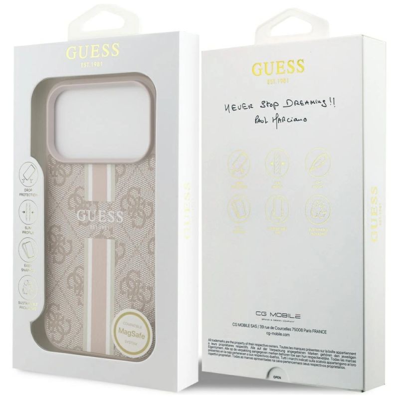 Etui Guess 4G Printed Stripes MagSafe na iPhone 17 Pro - różowe - obrazek 8