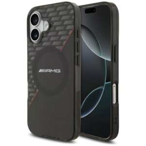 Etui AMG Double Layer Transparent Rhombs MagSafe do iPhone 17 - czarno-czerwone