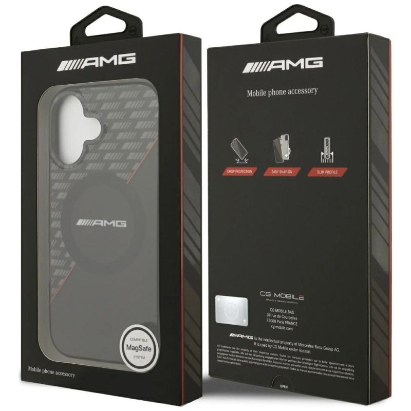 Etui AMG Double Layer Transparent Rhombs MagSafe do iPhone 17 - czarno-czerwone - obrazek 8