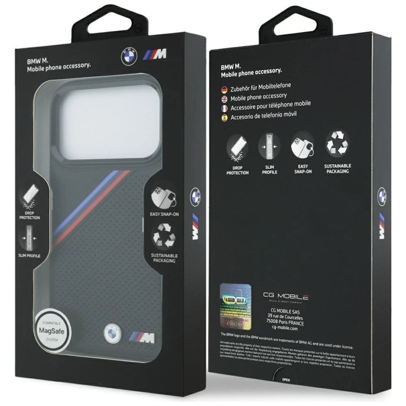 Etui BMW M Tricolor Metal Logo MagSafe do iPhone 17 Pro - czarne - obrazek 8