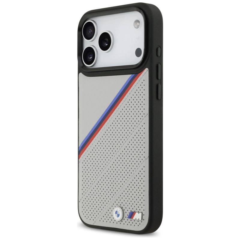 Etui BMW M Tricolor Metal Logo MagSafe do iPhone 17 Pro Max - szare - obrazek 2
